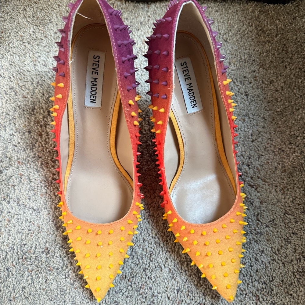 Steve Madden Gradient Spiked Heels - Purple, Orange, Yellow